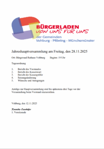 Jahreshauptversammlung Bürgerladen